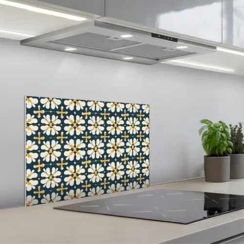 Motief - Tegel - Okergeel keuken achterwand spatscherm klein 900 -3d_schuin