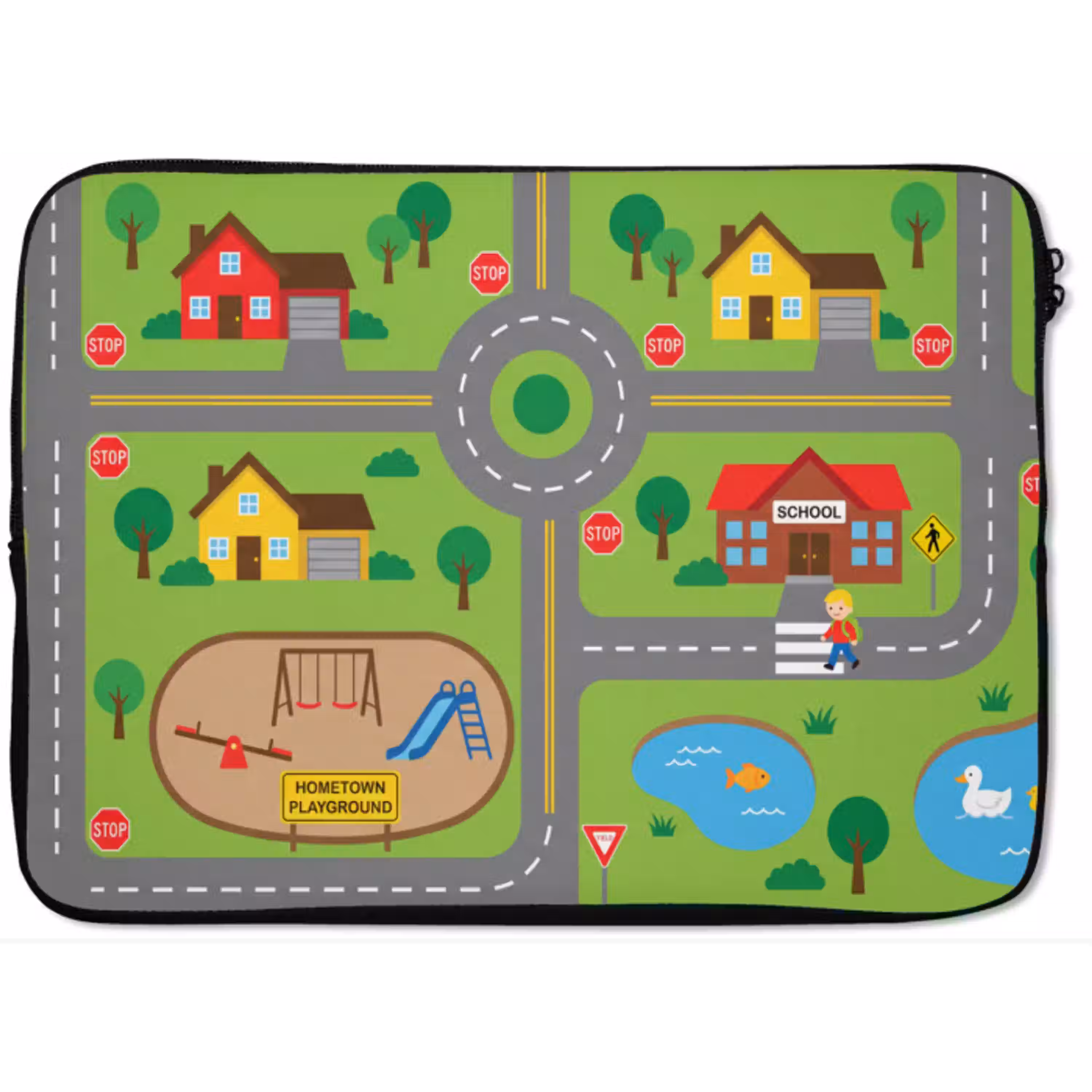 Stad - Wegen - Cartoon laptophoes neopreen klein -zkaufland3dotto