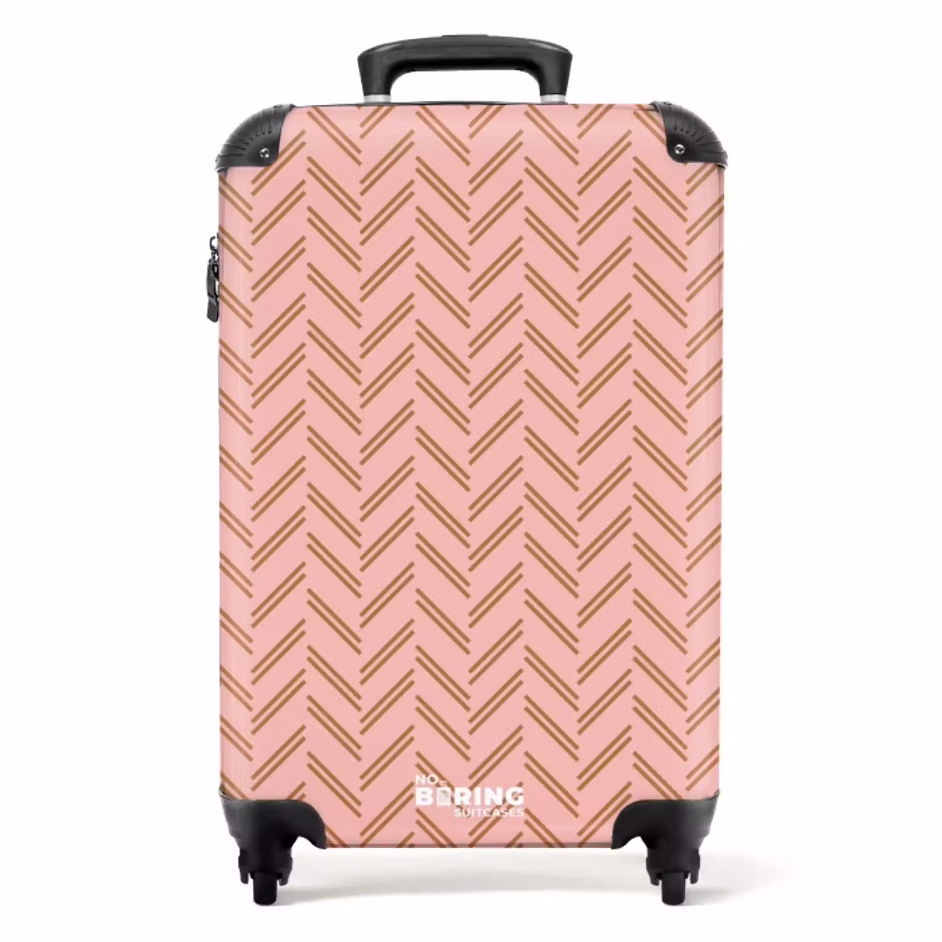 Visgraatmotief met roze en bruintinten NBS - Handbagage koffer - Kinderen Unisex middel -productfoto_recht