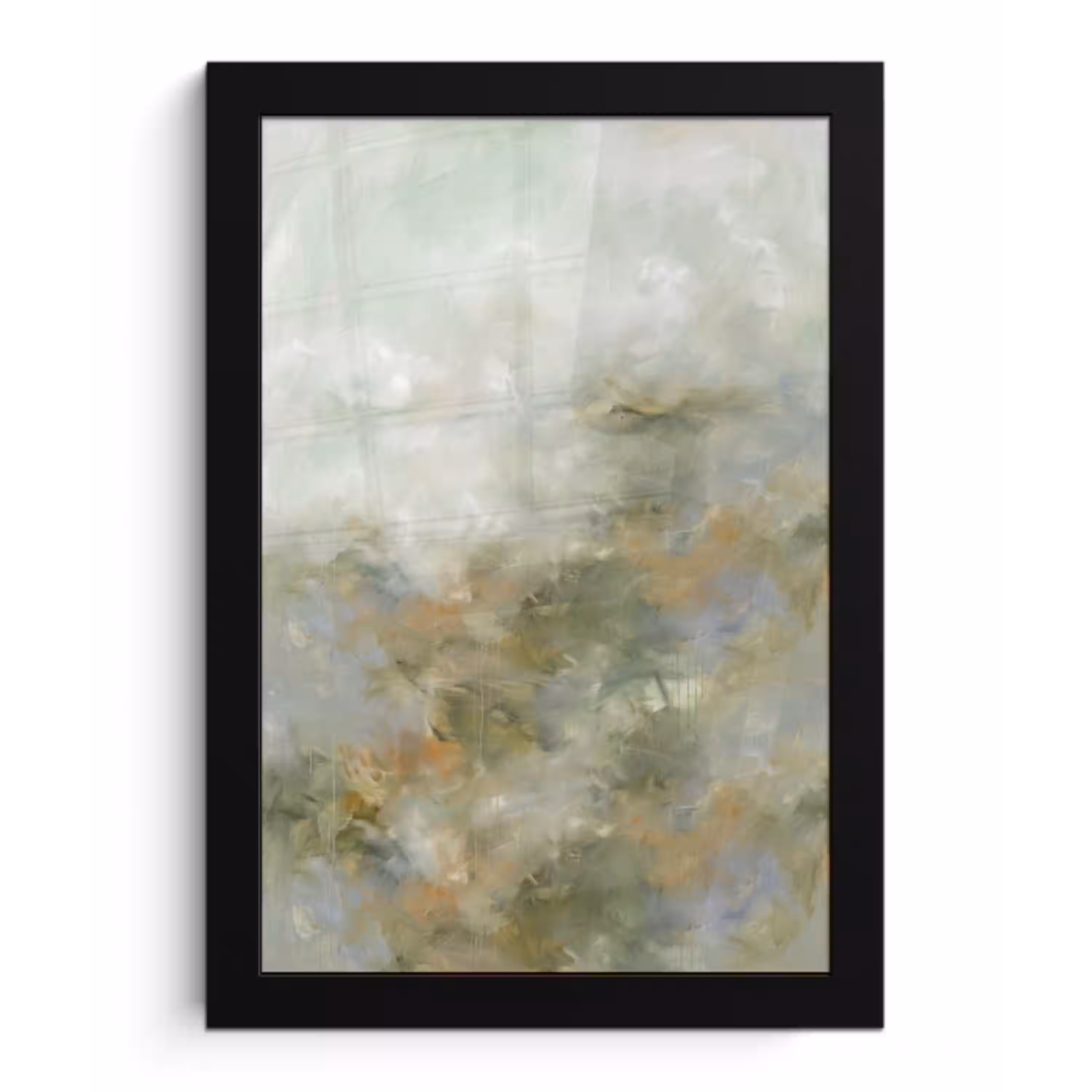Abstract - Groen - Beige - Modern - Kunst fotolijst zwart zonder passe partout klein -3d