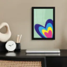 Hartjes - Kleurrijk - Valentijn fotolijst zwart zonder passe partout klein -sfeer1
