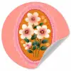 Illustratie - Bloemen - Rand - Roze Wandcirkel behangsticker klein -3d