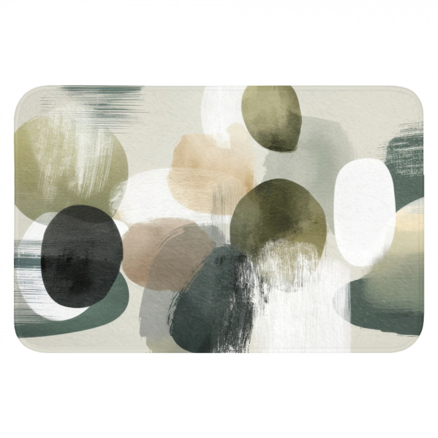 Minimalistisch - Cirkels - Penseelstreken - Beige Badmat klein -3d