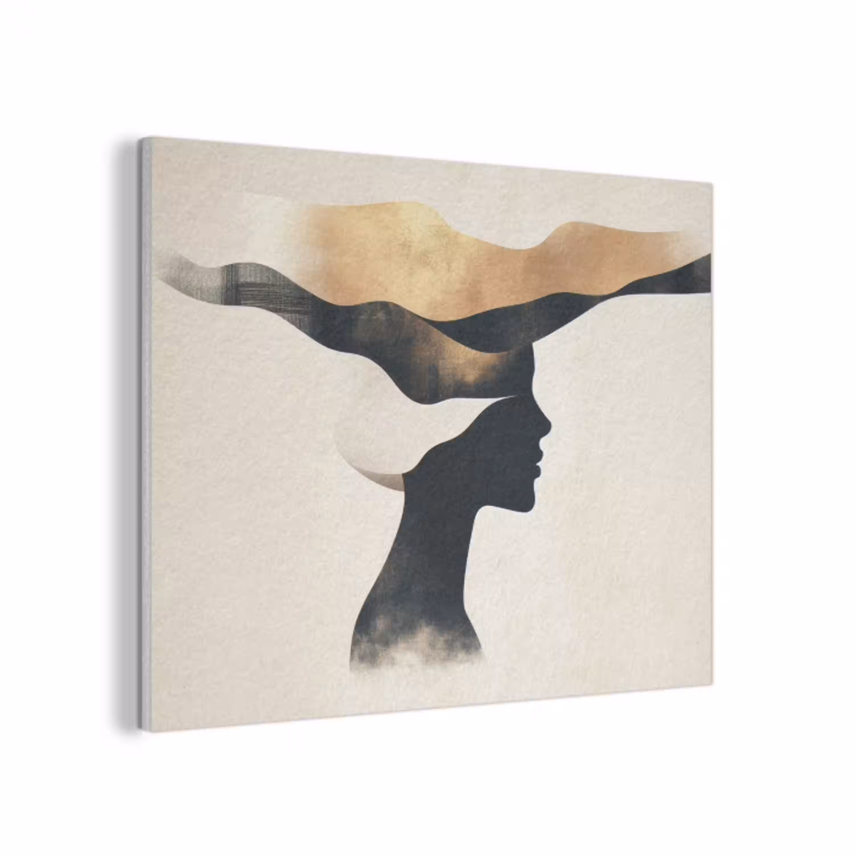 Vrouw - Golven - Zwart PET vilt klein -3d