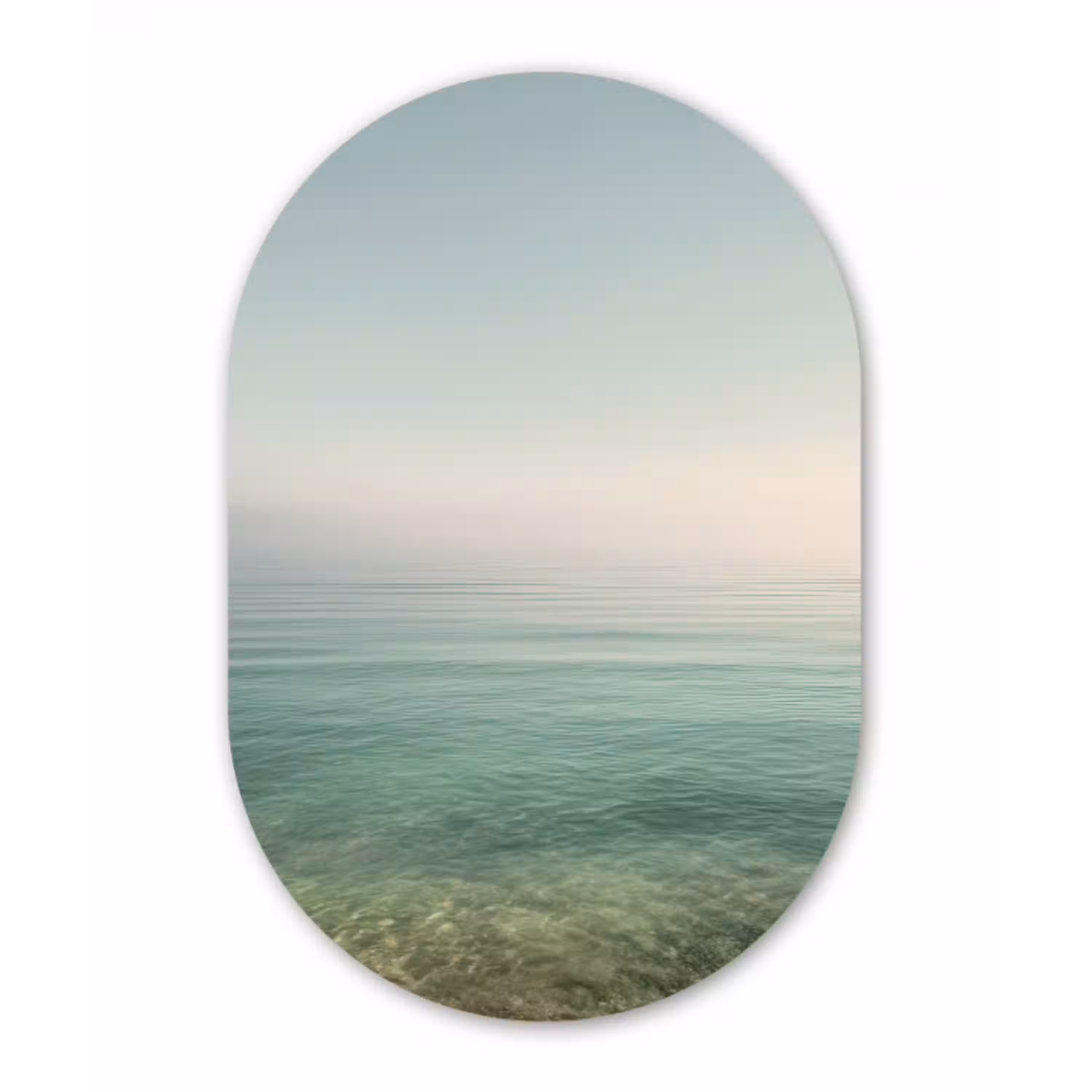 Zee - Horizon - Blauw - Mist Wandcirkel Ovaal Aluminium middel -3d