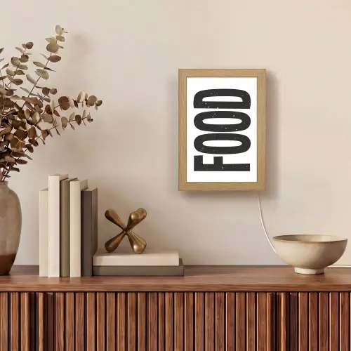 Food - Zwart - Wit - Decoratie Light Box met kabel (Tafellamp) klein -sfeer2