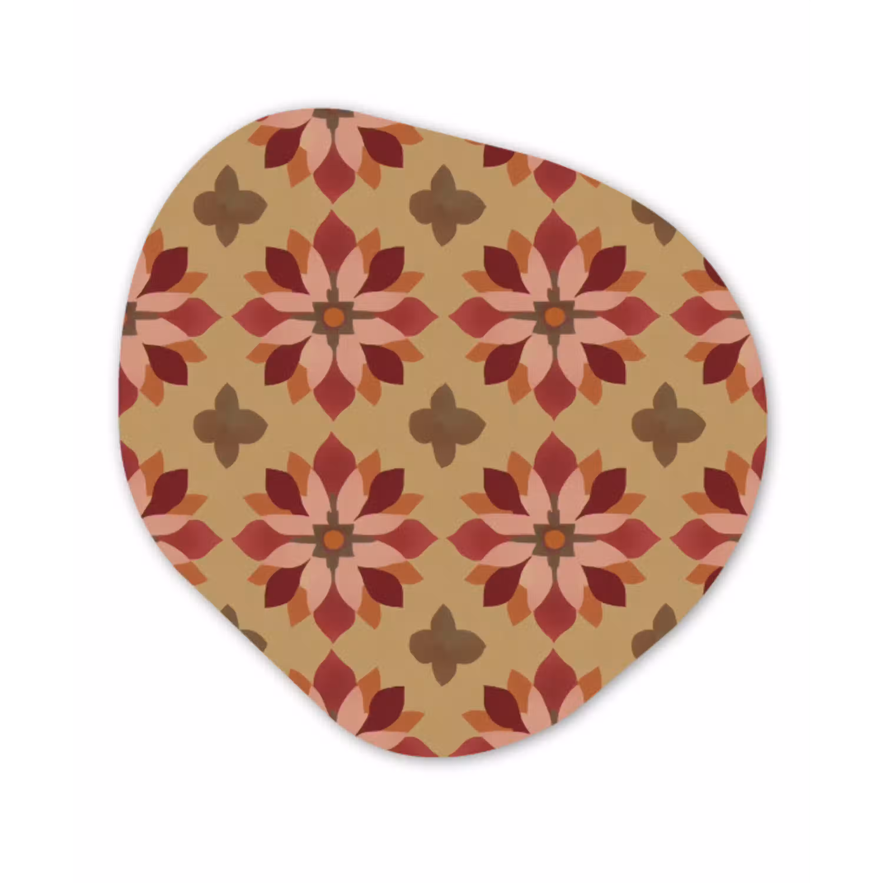 Bloemen - Retro - Groen Wandcirkel Organisch Aluminium middel 851 -3d