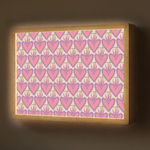 Patroon - Roze - Hartjes Light Box met batterij (Wandlamp) middel 907 -z3d_website