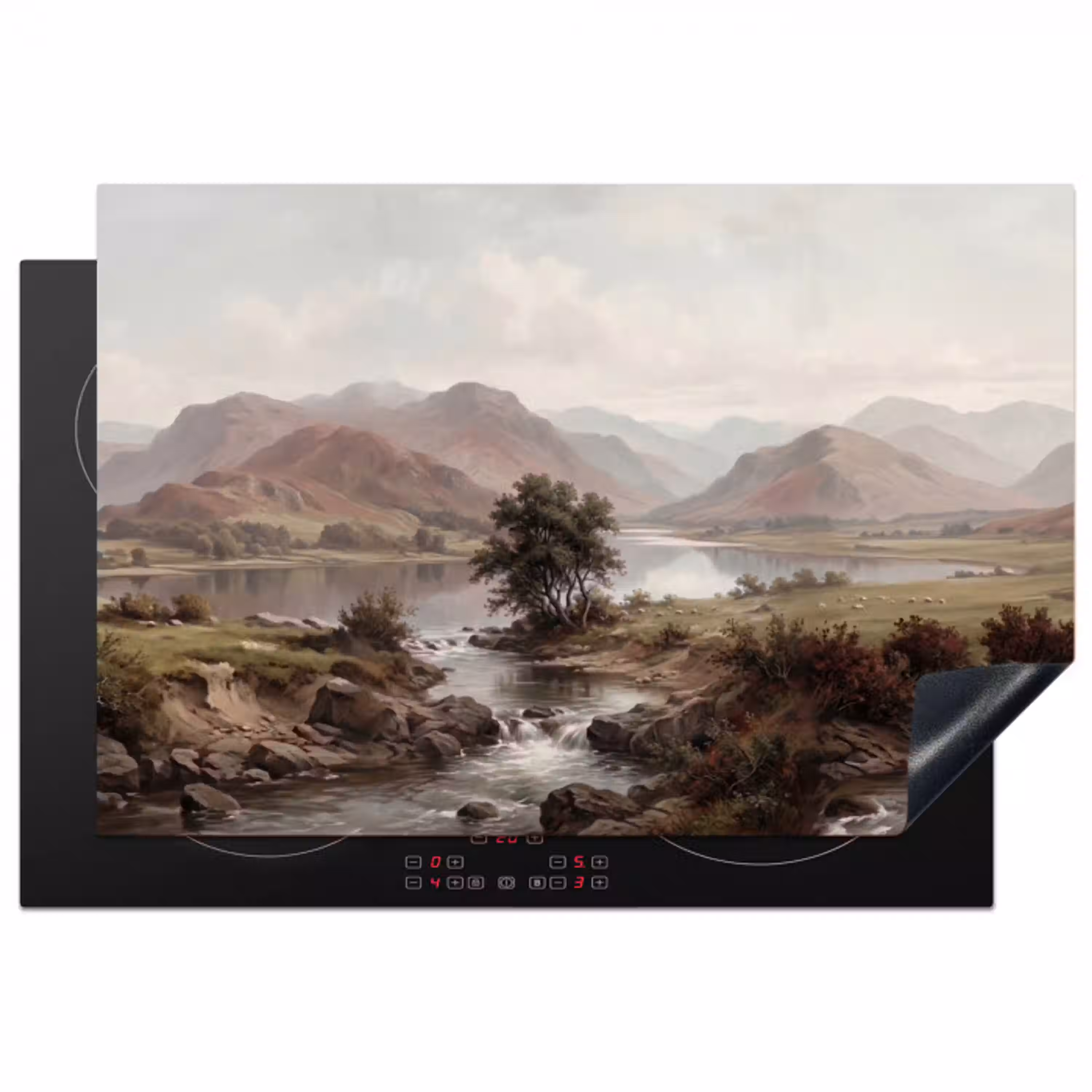 Berglandschap - Meer - Bergen - Vallei - Klassiek Inductie beschermer vinyl 3mm klein -3d