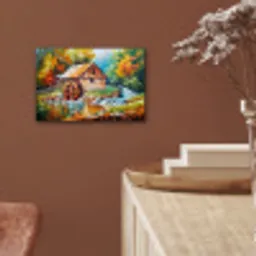 Landschap - Schilderij - Huis - Kunst - Herfst aluminium wit klein -sfeer4