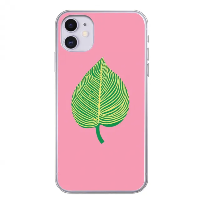 Illustratie - Blad - Minimalistisch - Groen Telefoonhoesje iPhone 11 klein -3d