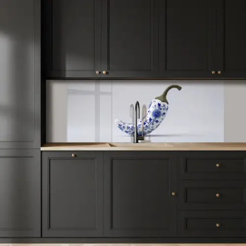 Chilipeper - Keramiek - Blauw keuken achterwand 2 middel -sfeer1