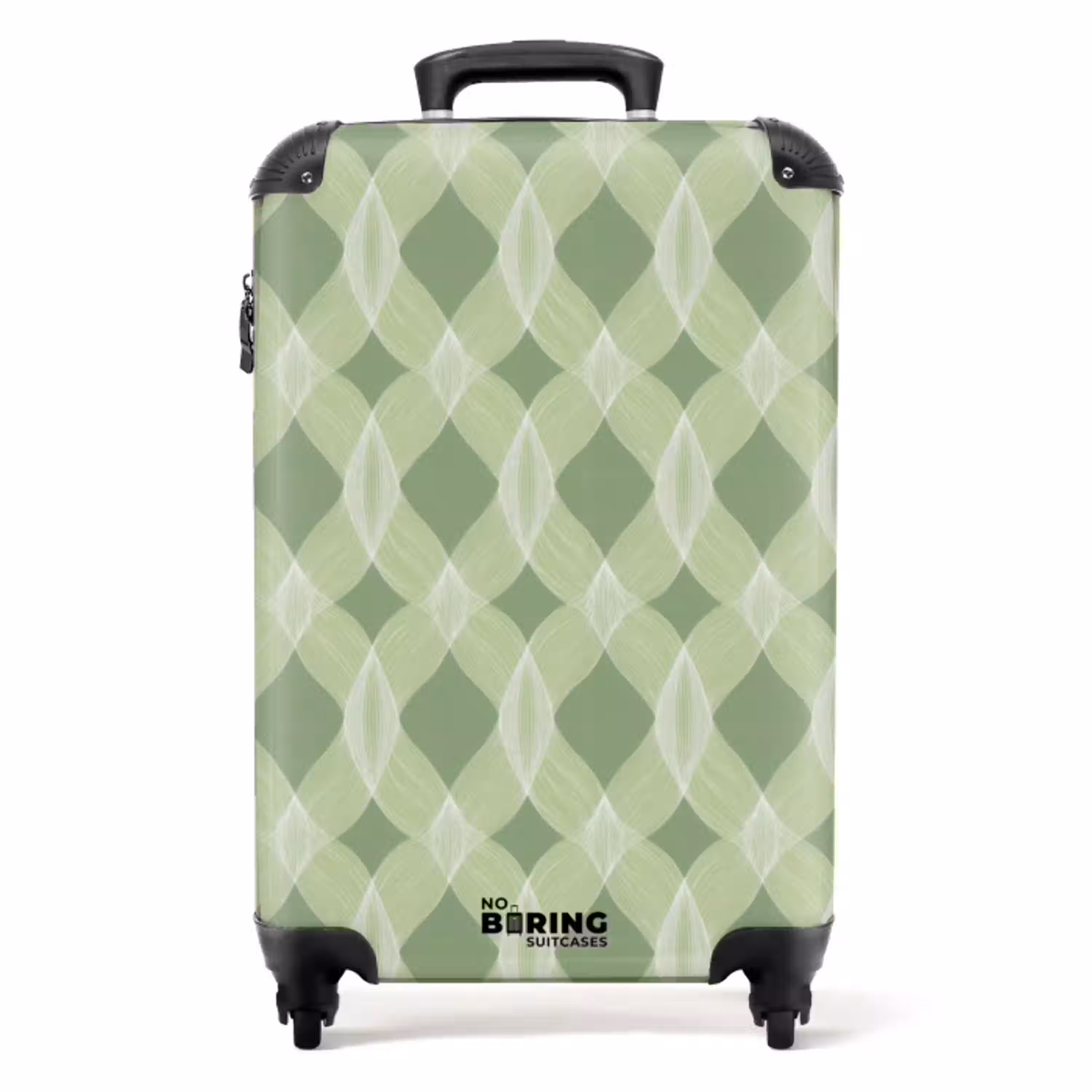 Saliegroen - Geometrisch - Organisch - Traliewerk - Patroon NBS - Handbagage koffer - Volwassenen Unisex middel -productfoto_recht