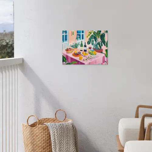 Tafel - Wijn - Fruit tuinposter los doek klein -sfeer8