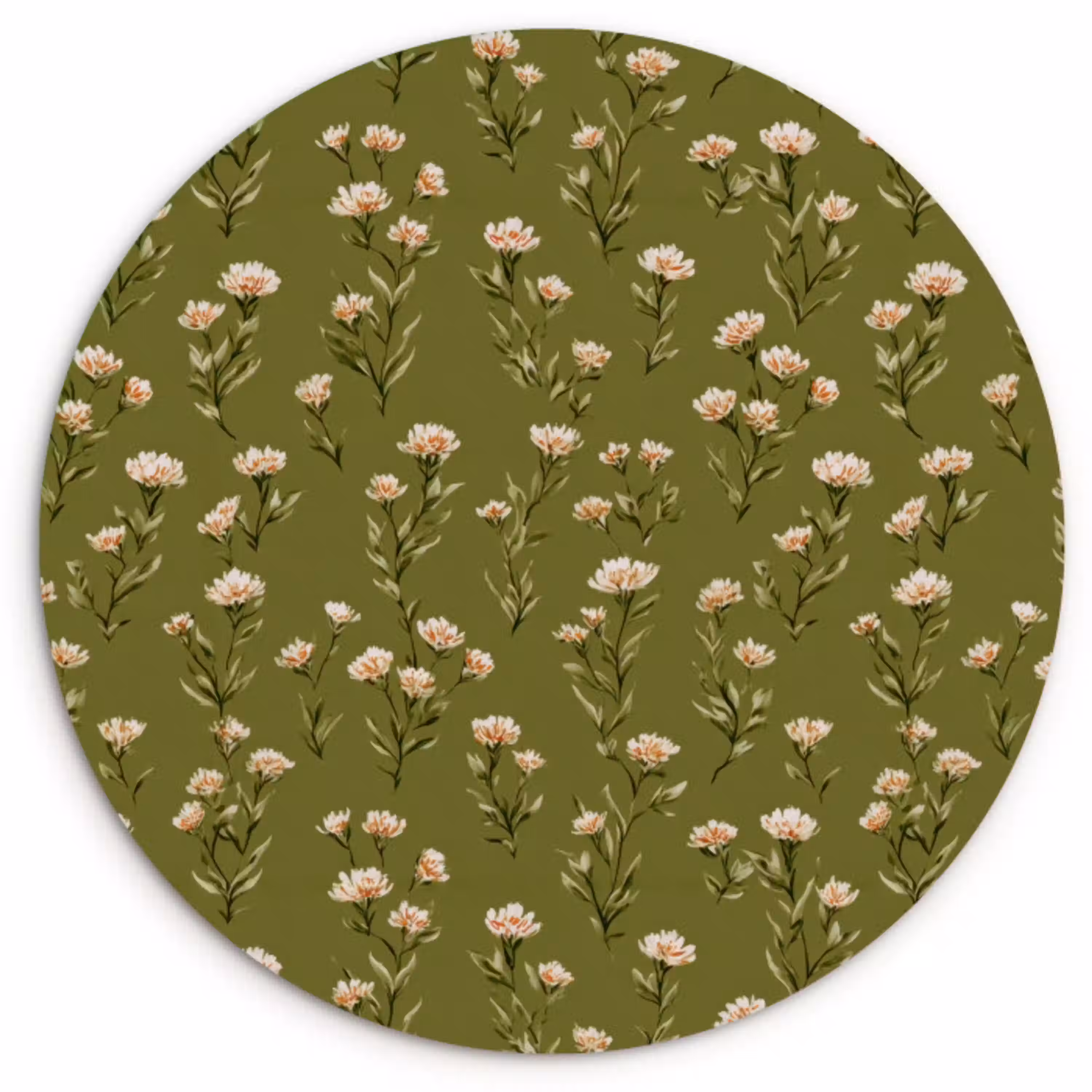 Landelijk - Bloemen -  Groen Wandcirkel kunststof plaat 5mm dik klein 188 -3d