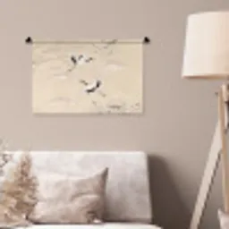 Kraanvogels - Bloesem - Beige Wandkleed katoen klein -sfeer4