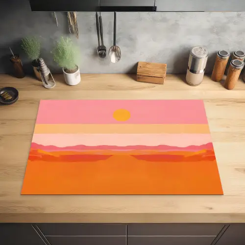Zon - Abstract - Landschap - Oranje Inductie beschermer vinyl 3mm klein -sfeer5