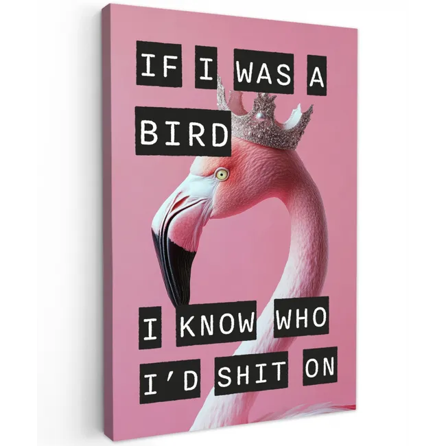 Flamingo - Roze - Vogel - Decoratie Tuinposter op houten frame 2 cm dik klein -3d