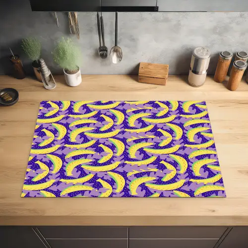 Bananen - Bladeren - Paars Inductie beschermer vinyl 3mm klein 276 -sfeer5