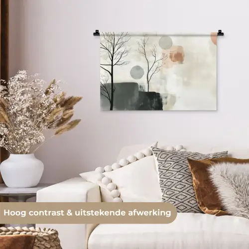 Wabi sabi - Beige - Plant Wandkleed katoen klein -sfeer1