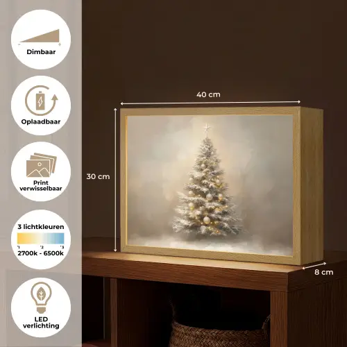 Kerst - kerstboom - Sneeuw - Art Light Box met batterij (Wandlamp) middel -USP_websiteoverzichtNL