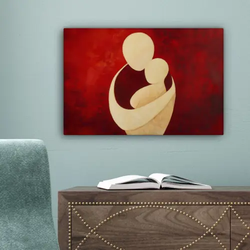 Abstract - Moeder - Kind - Rood canvas 2cm klein -sfeer4