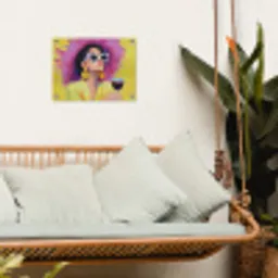 Vrouw - Hoed - Paars - Wijn tuinposter los doek klein -sfeer7
