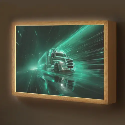 Vrachtwagen - Snelheid - Groen - Neon Light Box met batterij (Wandlamp kind) middel -z3d_website