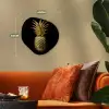 Ananas - Zwart - Goud - Luxe Wandcirkel Organisch Forex 3mm klein -sfeer3