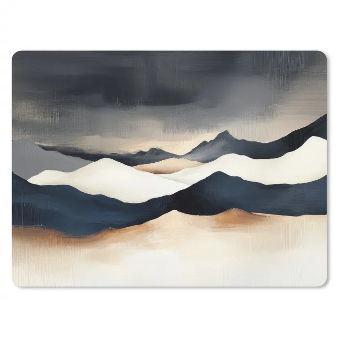 Bergen - Donkerblauw - Landschap muismat rubber klein -3d