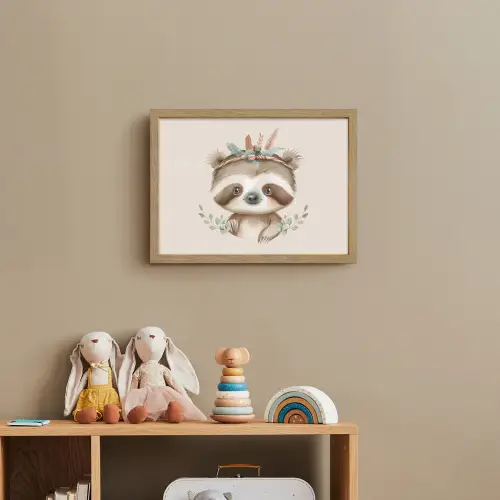 Luiaard - Dieren - Bohemian - Boho Light Box met batterij (Wandlamp kind) middel -sfeer2_kind