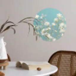 Stengels - Bloemen - Lucht - Wit Wandcirkel behangsticker klein -sfeer3