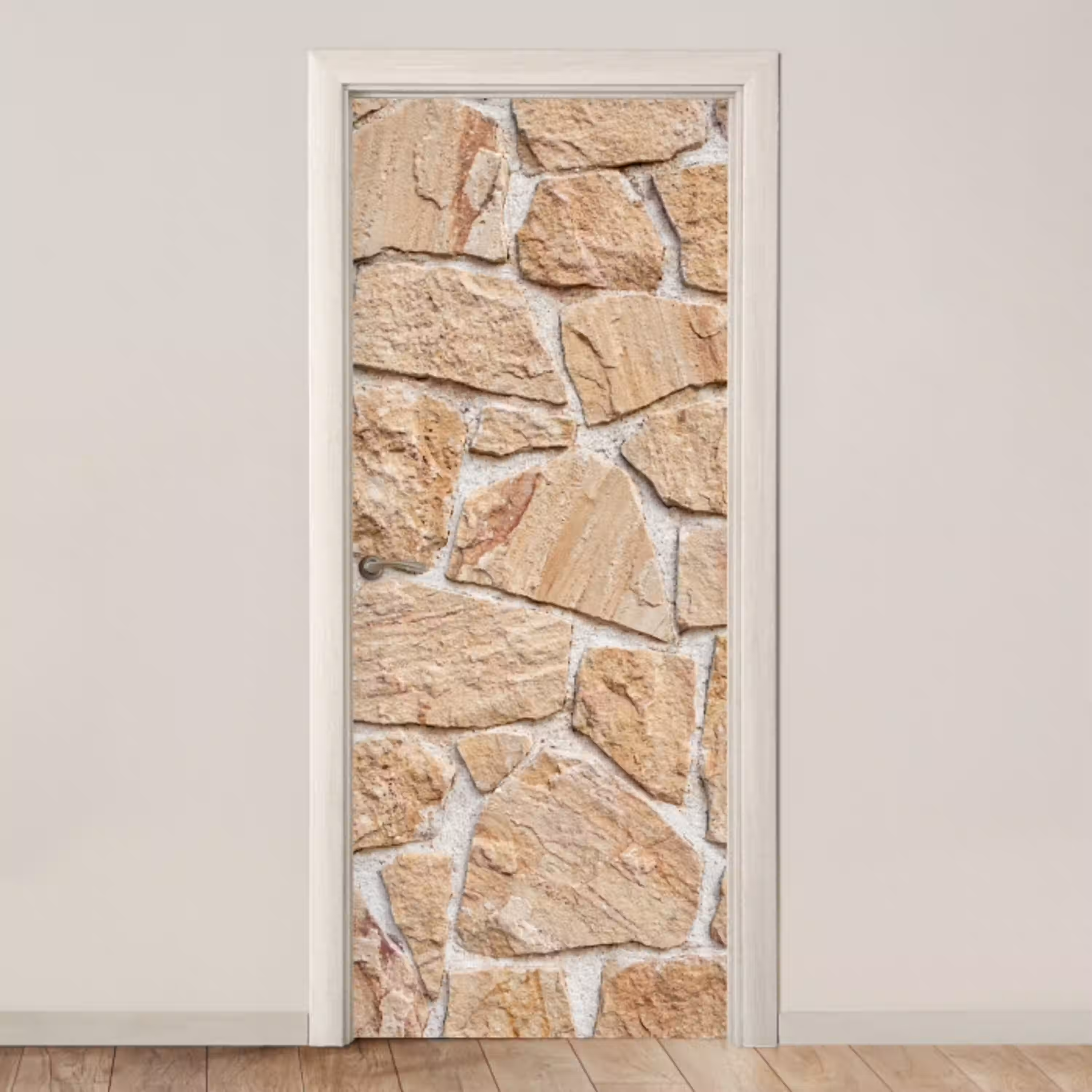 Muur - Steen - Patroon - Rustiek - Beige deurposter klein -3d_beige