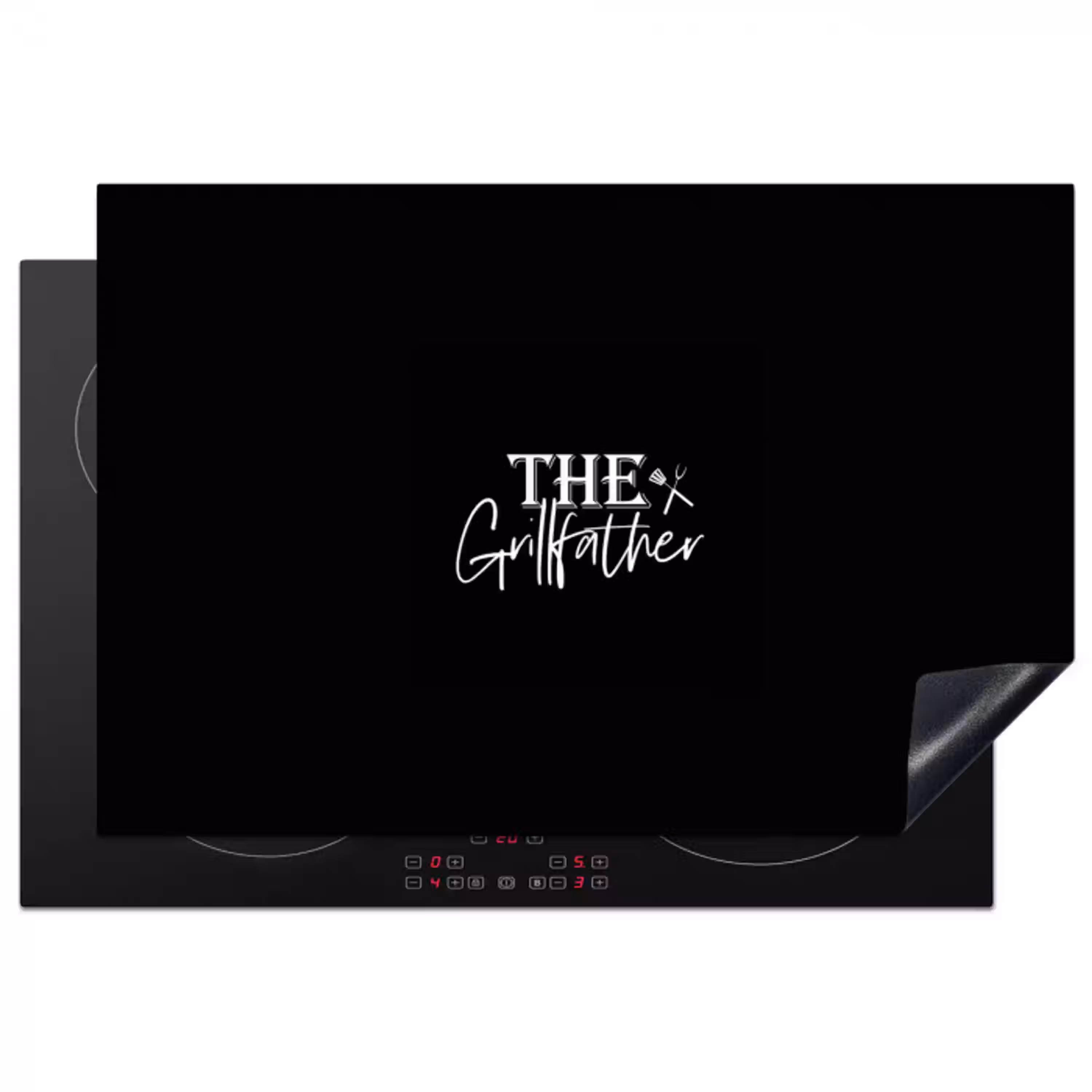 Barbecue - BBQ - Grill - Koken - The Grillfather - Tekst - Spreuken Inductie beschermer vinyl 3mm klein -3d