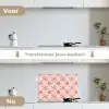 Roze - Bloemenmotief - Wit - Modern keuken achterwand spatscherm klein 900 -voor_na_NL