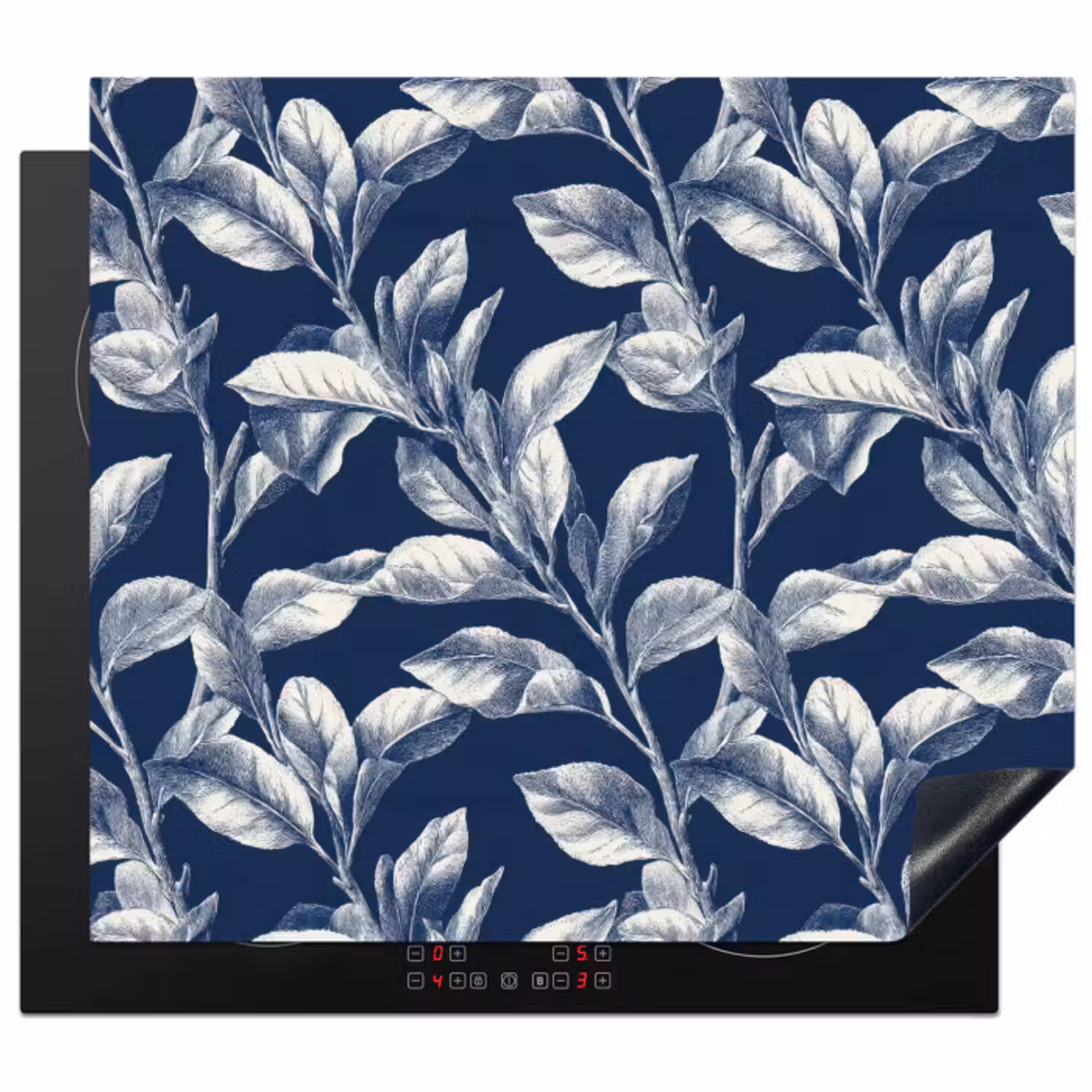 Inductie beschermer - Botanisch - Patroon - Blauw
