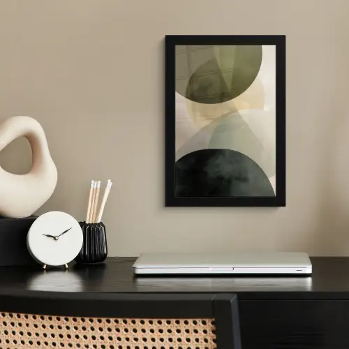 Vlakken - Abstract - Beige - Cirkels fotolijst zwart zonder passe partout klein -sfeer1