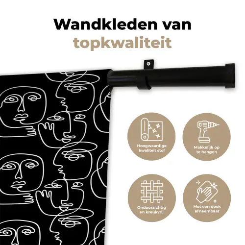 Lijn - Patroon - Gezichten - Abstract Wandkleed katoen klein 269 -sfeer2