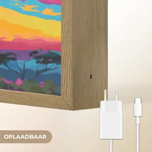 Giraffe - Savanna - Lucht - Gekleurd Light Box met batterij (Wandlamp) middel -USP_websiteoplaadbaarNL