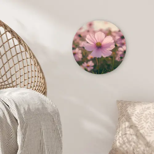 Bloemen - Paars - Wazig Wandcirkel kunststof plaat 5mm dik klein -sfeer5
