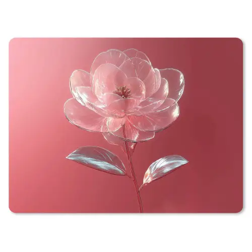 Sierlijk - Bloem - Roze - Glazen muismat rubber klein -3d