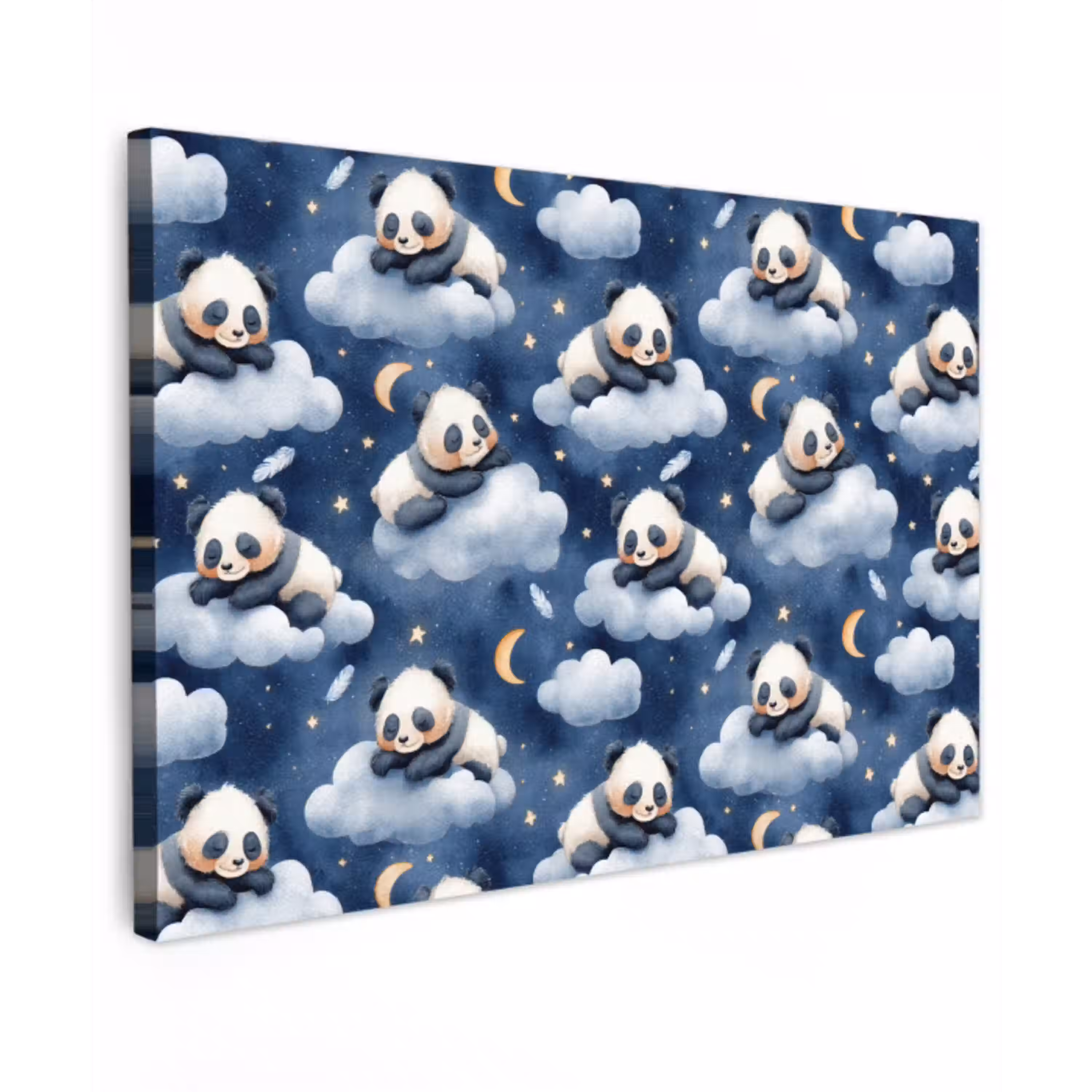 Panda's - Slapen - Blauw canvas 2cm klein 34 -z3d