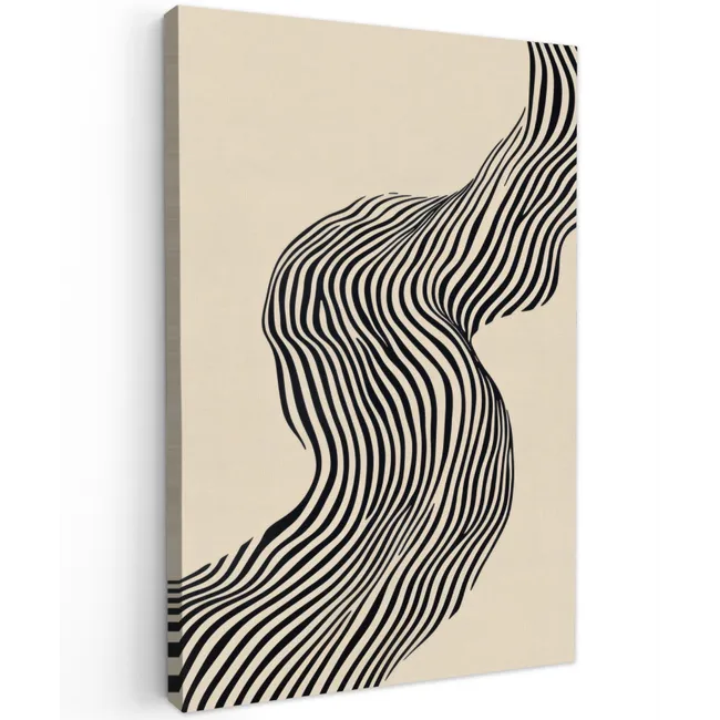 Golvend - Lijnen - Abstract - Silhouet Tuinposter op houten frame 2 cm dik klein -3d