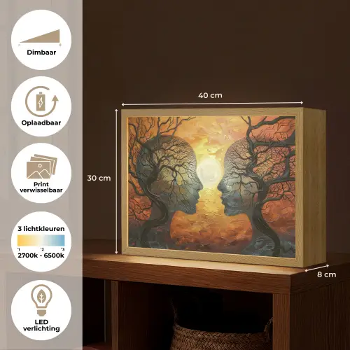 Bomen - Gezichten - Zon - Kunst Light Box met batterij (Wandlamp) middel -USP_websiteoverzichtNL