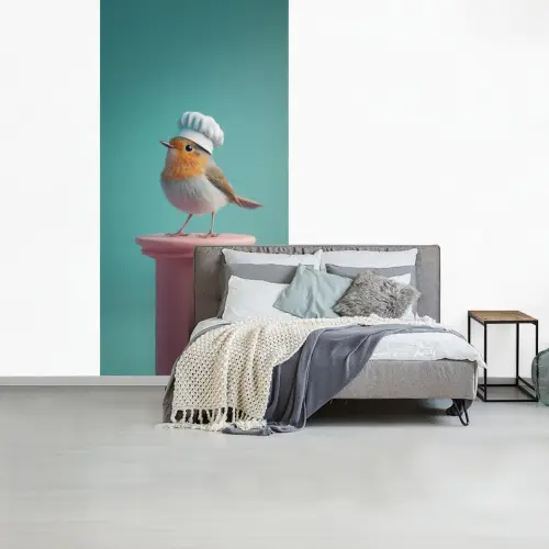 Roodborstje - Vogel - Koksmuts - Sokkel fotobehang vinyl groot -slaapkamer
