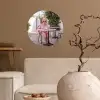 Ochtendjas - Krulspelden - Roze Wandcirkel behangsticker klein -sfeer1