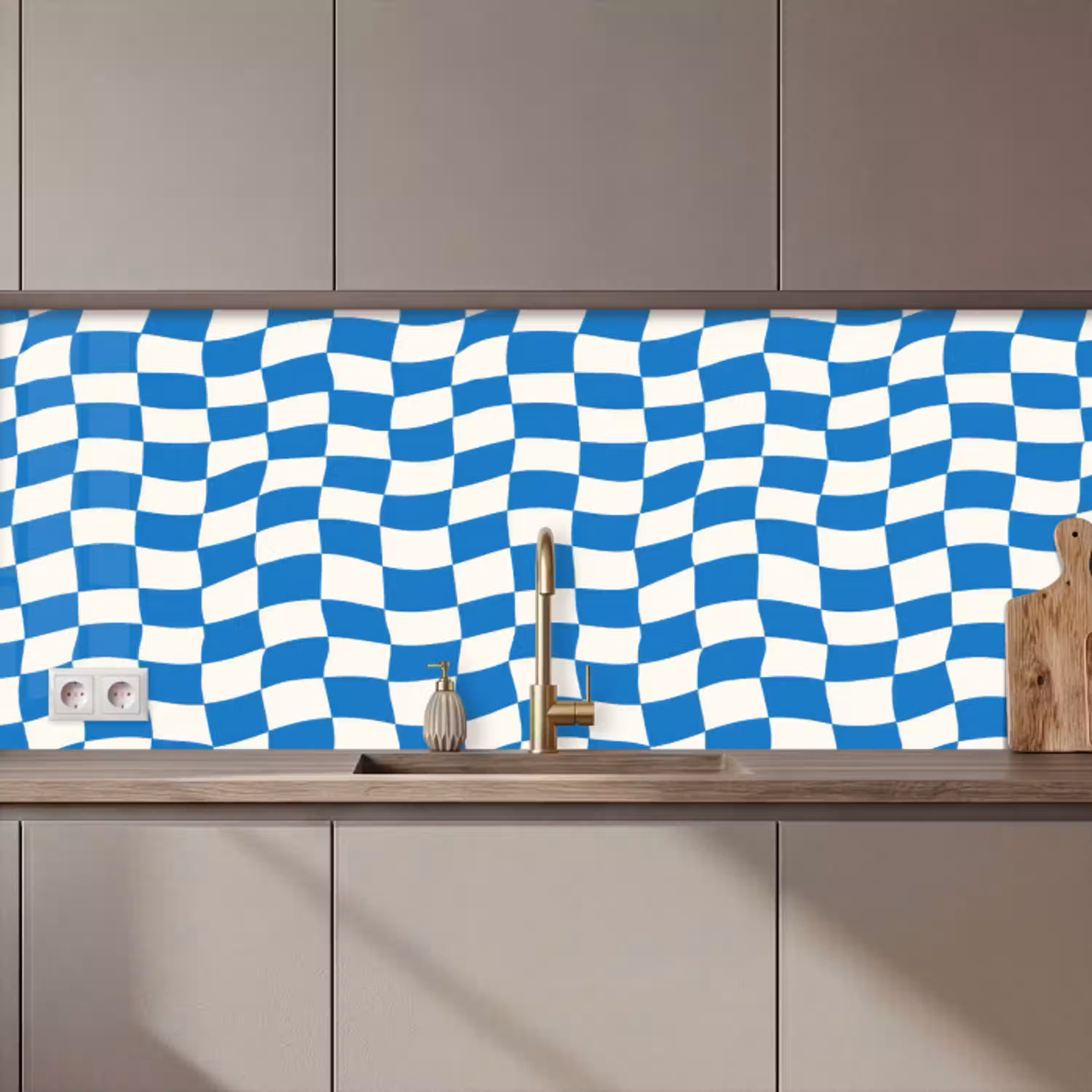 Golvend - Patroon - Blauw keuken achterwand 2 middel 871 zz_3dshopping