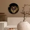 Leeuw - Dieren - Zwart - Portret Wandcirkel kunststof plaat 5mm dik klein -sfeer1