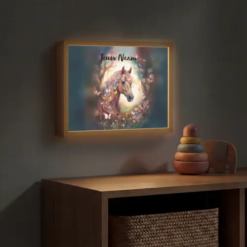 Paard - Natuur - Bloemen - Vlinders - Bos Light Box met batterij (Wandlamp kind) middel -sfeer5_kind