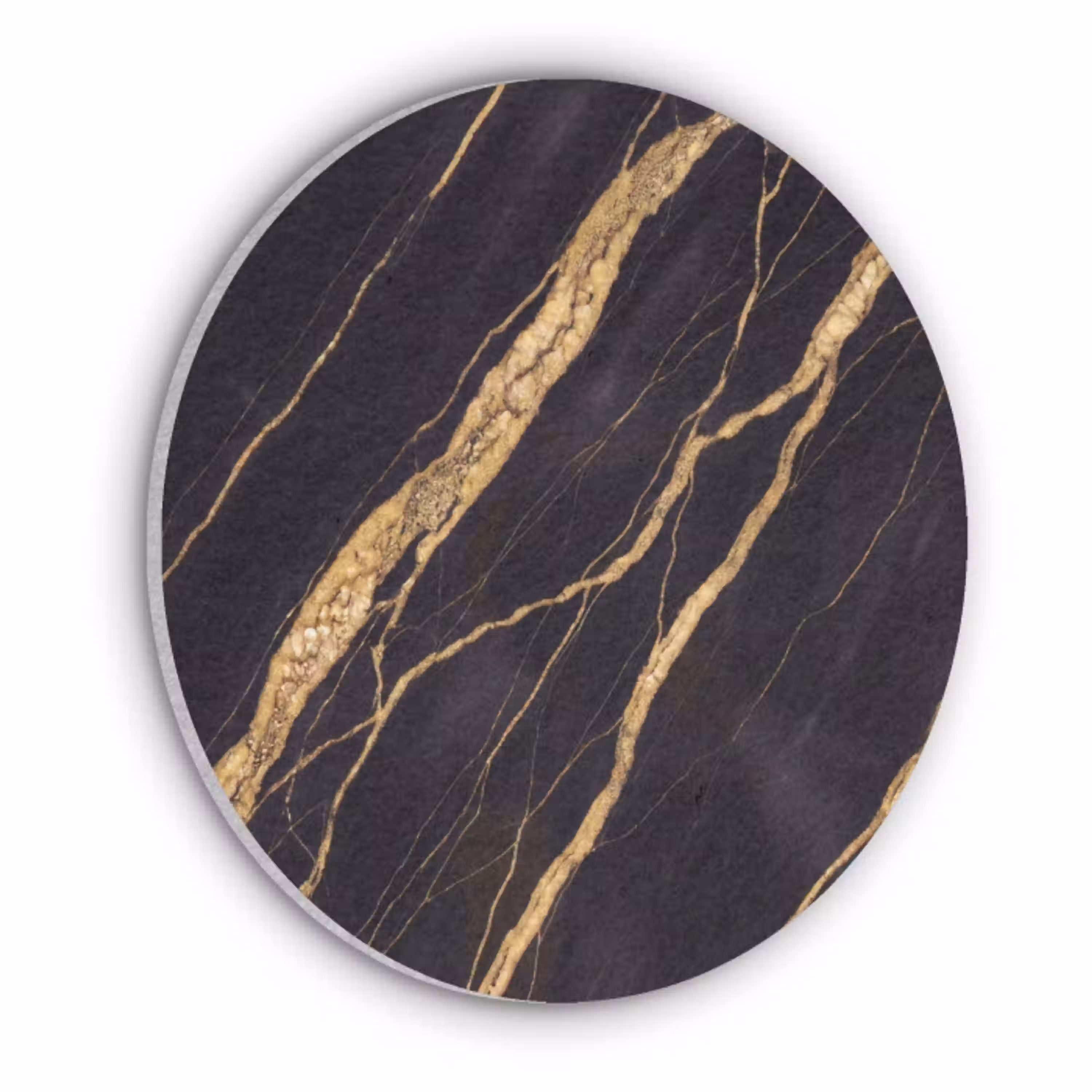 Marmer - Goud - Textuur - Abstract - Zwart Akoestische PET Vilt - Rond klein -3d